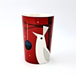 Starbucks 2012 Christmas Coffee Mug - Dove - Ornament-Red Black White